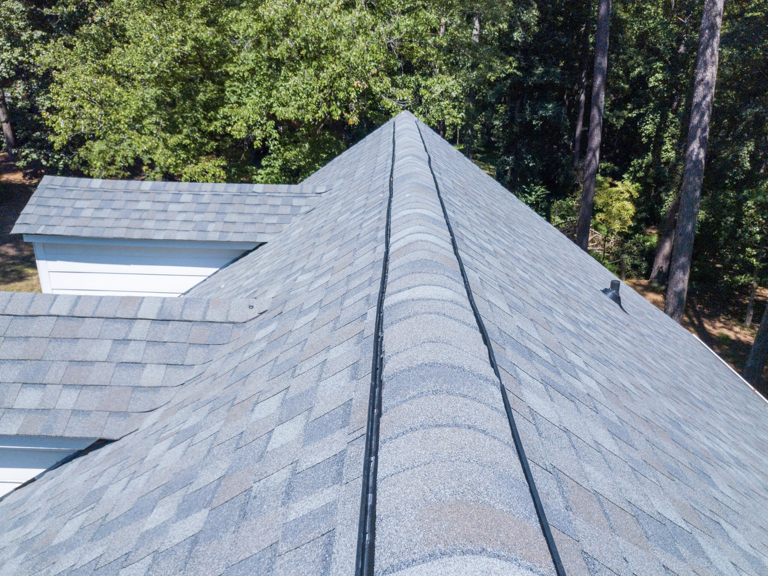 Roof ridge vent installed on a home.